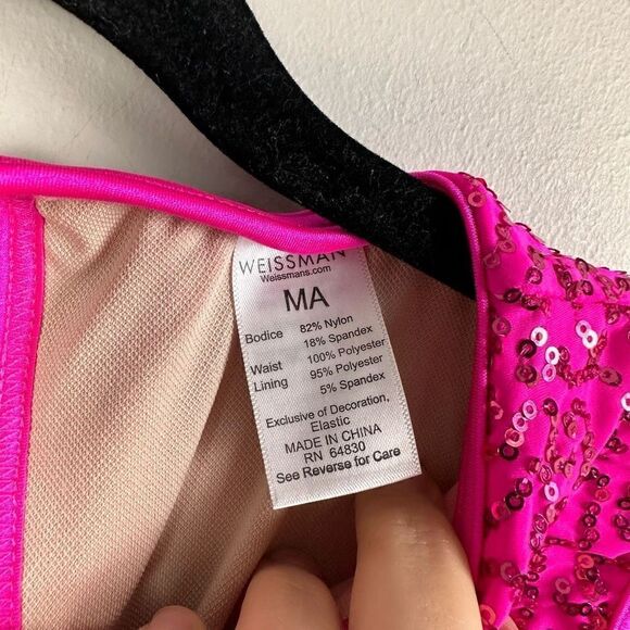 Weissman’s No tears left to cry pink black sequin striped jogger dance costume j - Picture 7 of 10